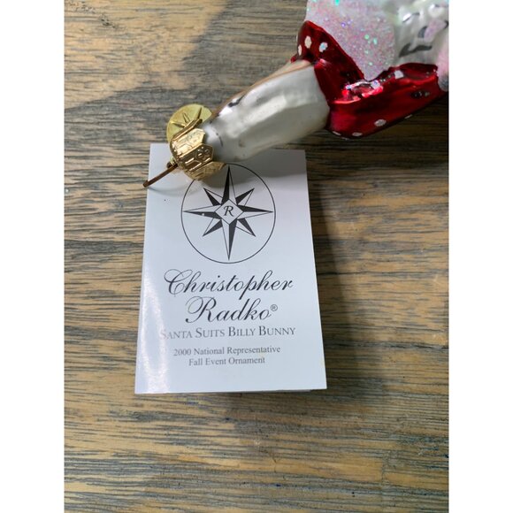 Christopher Radko Santa Suits Billy Bunny Glass Ornament 2000 Decorative Holiday - Picture 3 of 9